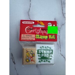 Vintage Noteworthy Christmas Stamp Kit with Small Joy Rubber Stamp and Ink Pad